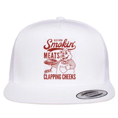 Old Row Smokin Meats And Clapping Cheeks Funny Bbq Flat Bill Trucker Hat