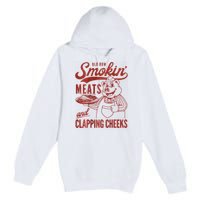 Old Row Smokin Meats And Clapping Cheeks Funny Bbq Premium Pullover Hoodie