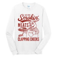 Old Row Smokin Meats And Clapping Cheeks Funny Bbq Tall Long Sleeve T-Shirt