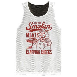 Old Row Smokin Meats And Clapping Cheeks Funny Bbq Mesh Reversible Basketball Jersey Tank