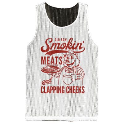 Old Row Smokin Meats And Clapping Cheeks Funny Bbq Mesh Reversible Basketball Jersey Tank