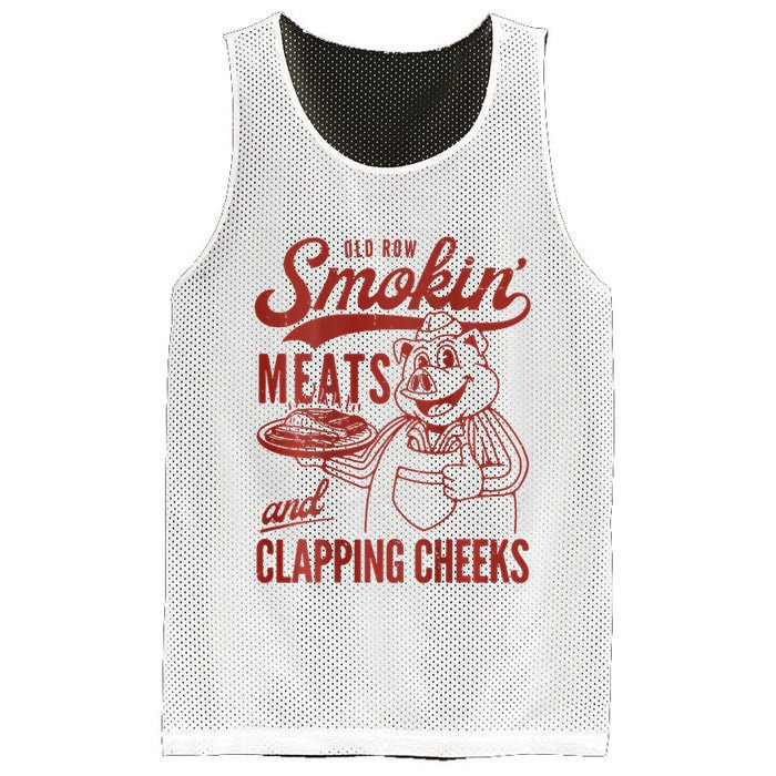 Old Row Smokin Meats And Clapping Cheeks Funny Bbq Mesh Reversible Basketball Jersey Tank