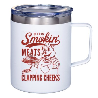 Old Row Smokin Meats And Clapping Cheeks Funny Bbq 12oz Stainless Steel Coffee Mug