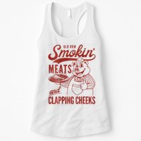 Old Row Smokin Meats And Clapping Cheeks Funny Bbq Womens Tank Top