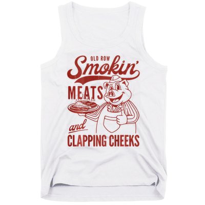 Old Row Smokin Meats And Clapping Cheeks Funny Bbq Tank Top