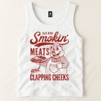 Old Row Smokin Meats And Clapping Cheeks Funny Bbq Tank Top