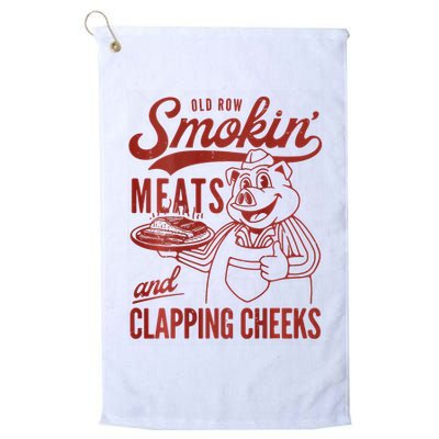 Old Row Smokin Meats And Clapping Cheeks Funny Bbq Golf Towel