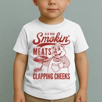 Old Row Smokin Meats And Clapping Cheeks Funny Bbq Toddler T-Shirt