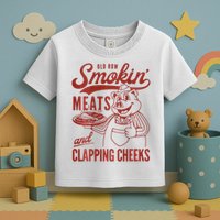 Old Row Smokin Meats And Clapping Cheeks Funny Bbq Toddler T-Shirt