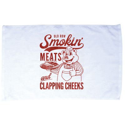Old Row Smokin Meats And Clapping Cheeks Funny Bbq Microfiber Hand Towel