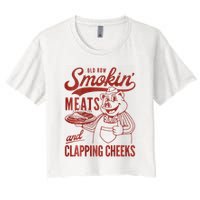 Old Row Smokin Meats And Clapping Cheeks Funny Bbq Crop Top