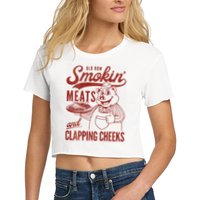 Old Row Smokin Meats And Clapping Cheeks Funny Bbq Crop Top