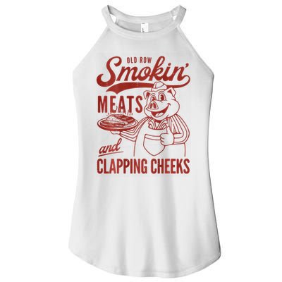 Old Row Smokin Meats And Clapping Cheeks Funny Bbq Women's Perfect Tri Rocker Tank