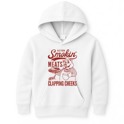 Old Row Smokin Meats And Clapping Cheeks Funny Bbq Kids Hoodie