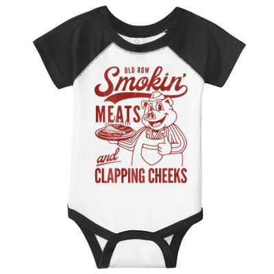Old Row Smokin Meats And Clapping Cheeks Funny Bbq Infant Baby Jersey Bodysuit