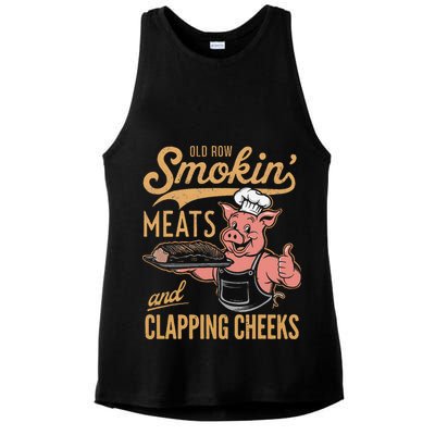 Old Row Smokin Meats And Clapping Cheeks Funny Ladies PosiCharge Tri-Blend Wicking Tank
