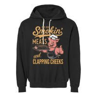 Old Row Smokin Meats And Clapping Cheeks Funny Garment-Dyed Fleece Hoodie