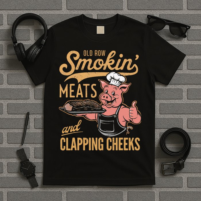Old Row Smokin Meats And Clapping Cheeks Funny T-Shirt