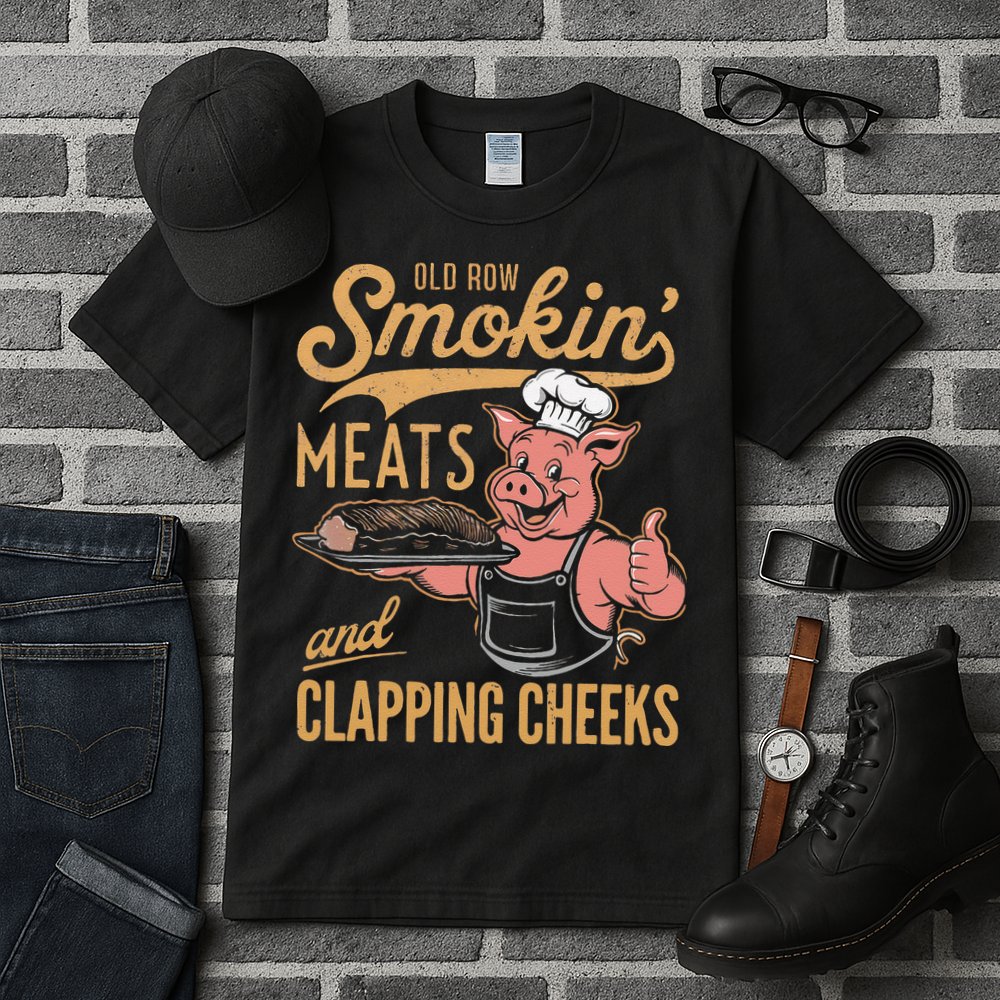 Old Row Smokin Meats And Clapping Cheeks Funny Tall T-Shirt