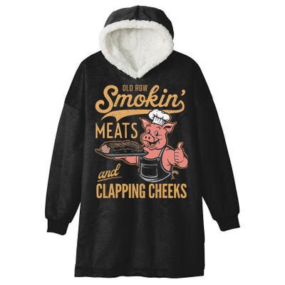 Old Row Smokin Meats And Clapping Cheeks Funny Hooded Wearable Blanket