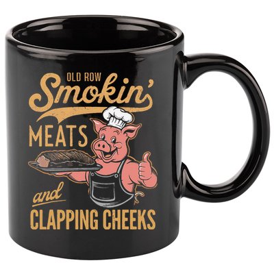Old Row Smokin Meats And Clapping Cheeks Funny 11oz C Handle Ceramic Mug