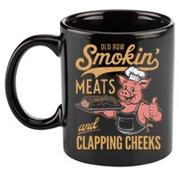 Old Row Smokin Meats And Clapping Cheeks Funny 11oz C Handle Ceramic Mug