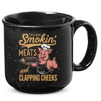 Old Row Smokin Meats And Clapping Cheeks Funny 15oz Campfire Ceramic Mug