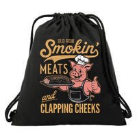 Old Row Smokin Meats And Clapping Cheeks Funny Drawstring Bag