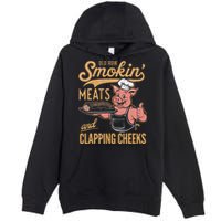 Old Row Smokin Meats And Clapping Cheeks Funny Premium Pullover Hoodie