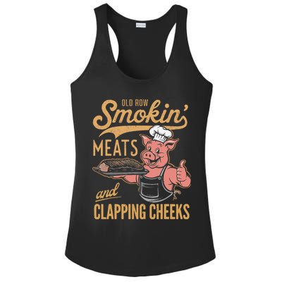 Old Row Smokin Meats And Clapping Cheeks Funny Ladies PosiCharge Competitor Racerback Tank