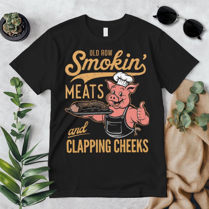 Old Row Smokin Meats And Clapping Cheeks Funny Premium T-Shirt