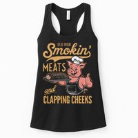 Old Row Smokin Meats And Clapping Cheeks Funny Womens Tank Top