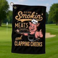 Old Row Smokin Meats And Clapping Cheeks Funny Golf Towel