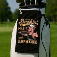 Old Row Smokin Meats And Clapping Cheeks Funny Golf Towel