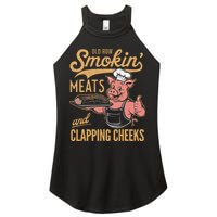 Old Row Smokin Meats And Clapping Cheeks Funny Women's Perfect Tri Rocker Tank