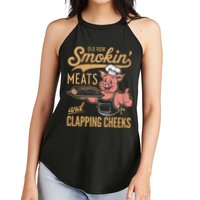Old Row Smokin Meats And Clapping Cheeks Funny Women's Perfect Tri Rocker Tank