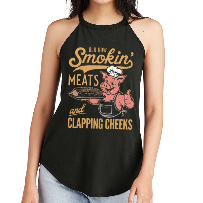 Old Row Smokin Meats And Clapping Cheeks Funny Women's Perfect Tri Rocker Tank