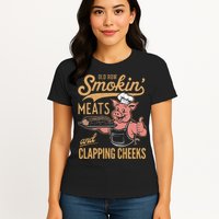 Old Row Smokin Meats And Clapping Cheeks Funny Womens T-Shirt
