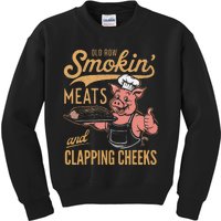 Old Row Smokin Meats And Clapping Cheeks Funny Kids Sweatshirt