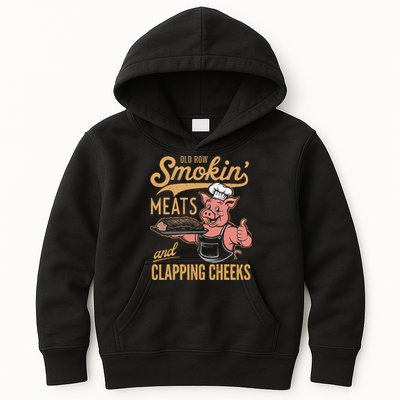 Old Row Smokin Meats And Clapping Cheeks Funny Kids Hoodie