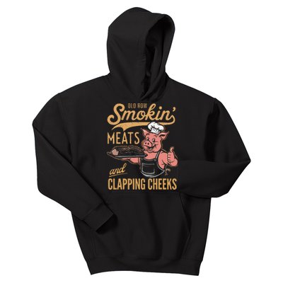 Old Row Smokin Meats And Clapping Cheeks Funny Kids Hoodie