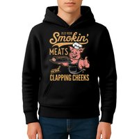 Old Row Smokin Meats And Clapping Cheeks Funny Kids Hoodie