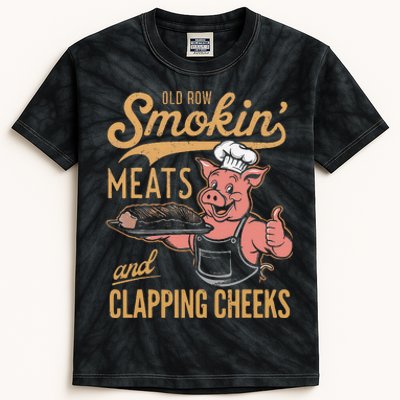 Old Row Smokin Meats And Clapping Cheeks Funny Kids Tie-Dye T-Shirt