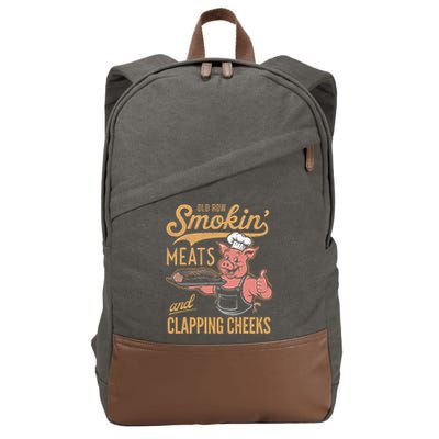 Old Row Smokin Meats And Clapping Cheeks Funny Cotton Canvas Backpack