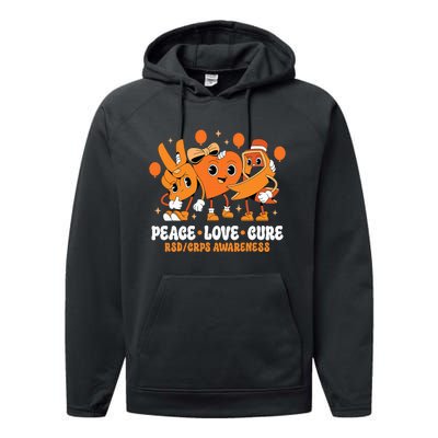 Orange Ribbon Survivor Groovy Rsd Crps Awareness Performance Fleece Hoodie