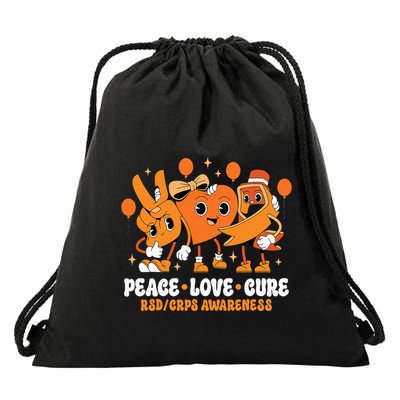 Orange Ribbon Survivor Groovy Rsd Crps Awareness Drawstring Bag