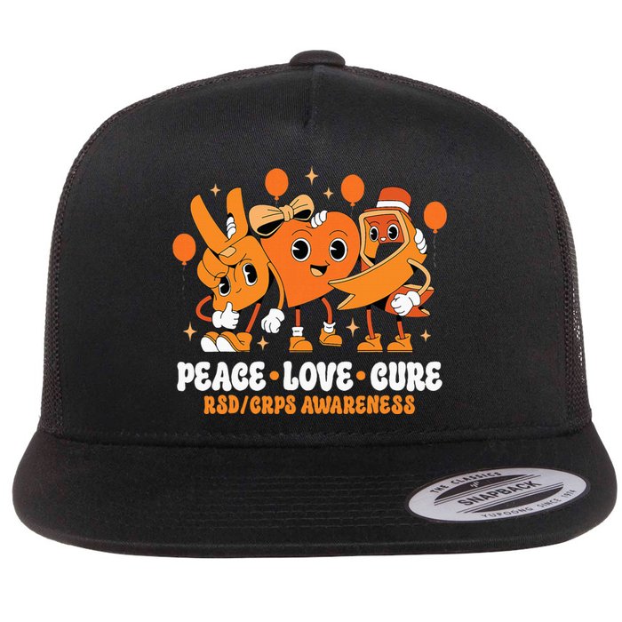 Orange Ribbon Survivor Groovy Rsd Crps Awareness Flat Bill Trucker Hat