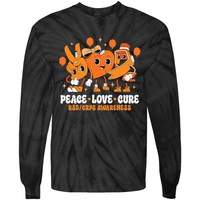 Orange Ribbon Survivor Groovy Rsd Crps Awareness Tie-Dye Long Sleeve Shirt