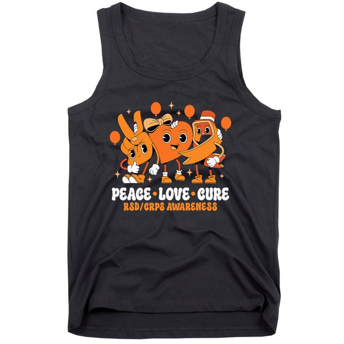 Orange Ribbon Survivor Groovy Rsd Crps Awareness Tank Top