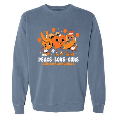 Orange Ribbon Survivor Groovy Rsd Crps Awareness Garment-Dyed Sweatshirt